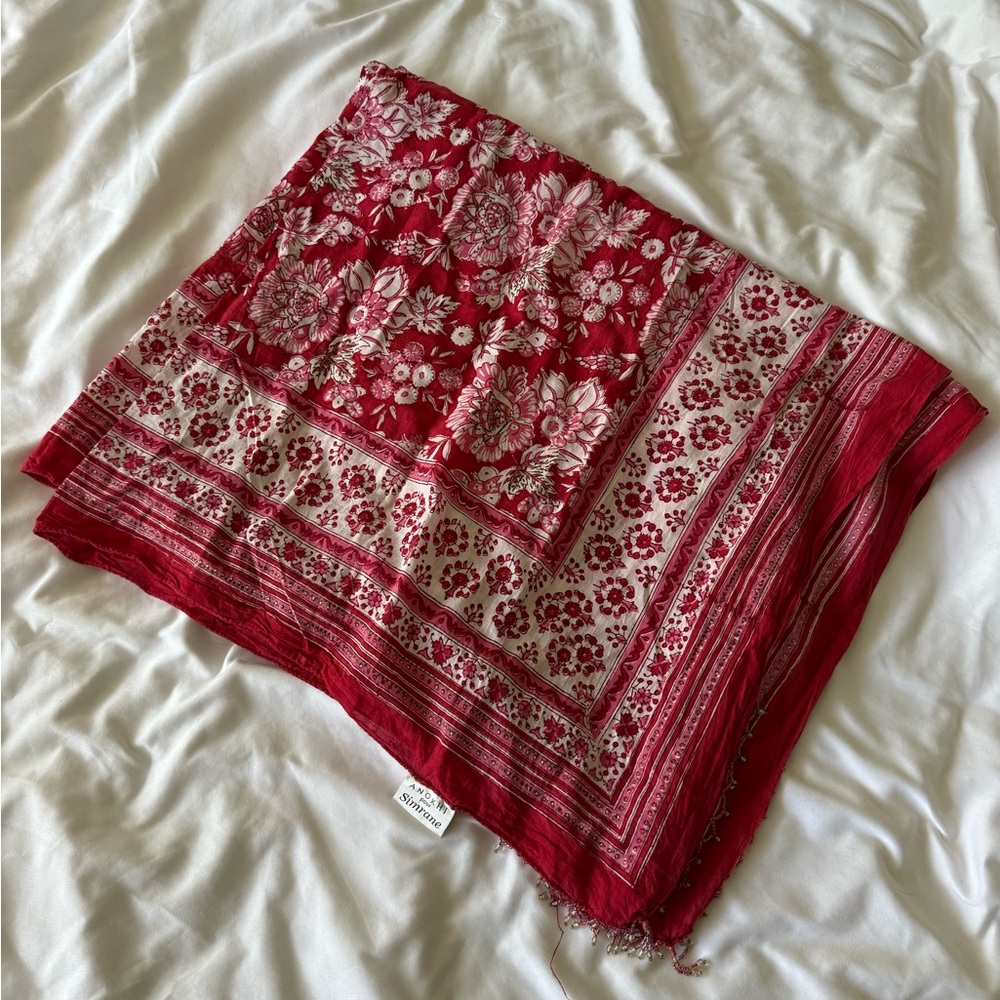 Floral Red Scarf